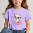 thumbnail image 2 of Virmaxy (3-15y) Boys Girls Spring Summer Trendy Tops Opening Season Kids Cute Girl Printing T-Shirt Short-Sleeved Round Neck Pullover Bottoming Shirt Purple-3 4 Years, 2 of 7
