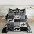 thumbnail image 2 of Homewish Safari Bear Deer Bedding Comforter Set,Jungle Animal Twin Comforter Sets,Gray White Plaid Bedding Set For Teens,Ultra Soft Home Decor Reversible,2 Pieces, 2 of 8