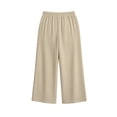 thumbnail image 7 of Hurxie Women's Linen Capri Pants Wide Leg with Drawstring Elastic Waist Casual Cropped Pant Beige,S, 7 of 7