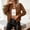 Brown, variant on Faux Suede Cropped Coat for Women's Stand Collar Zip Up Biker Moto Bomber Jackets Brown XL(XL)