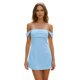 thumbnail image 1 of Minivestido de mujer sin mangas, con hombros descubiertos, plisado, liso, para cóctel de verano., 1 of 9