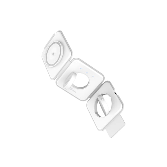 j5create JUPW3215 - Wireless charging pad - Qi2, 3-in-1, magnetic - 22.5 Watt - PD 3.0 - white