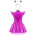 thumbnail image 4 of Raenseen Kids Girls 2pcs Alien Dress Up Outerspace Robot Outfit Flying Sleeve Twirl Swing Dresses Hot Pink 8, 4 of 7