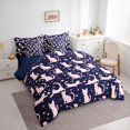 thumbnail image 3 of jejeloiu Pink Deepblue 7-Piece Bedding Comforter Set,Cute Cat Kitten King Bedding Sets,Pet Animal Lover Bed Sheets For Girls Boys,Microfiber Bedroom Decor Reversible, 3 of 8