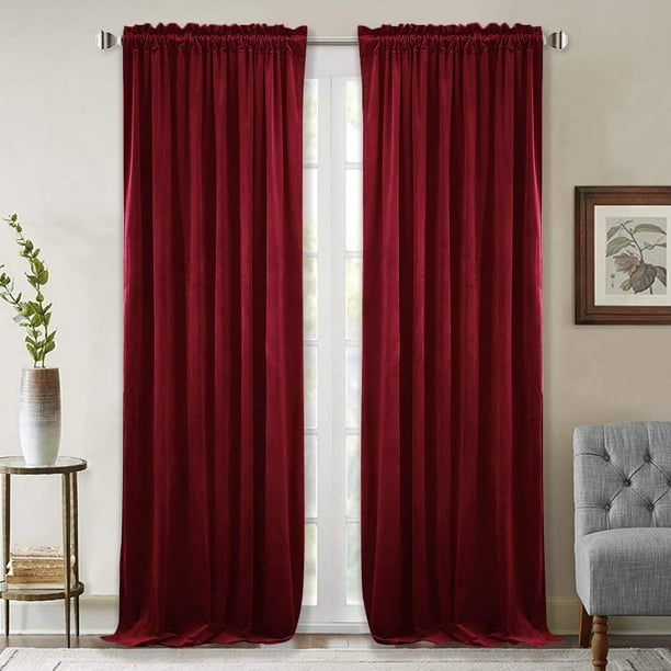 Cortinas de terciopelo rojo, 266 cm de largo, para teatro/sala de estar