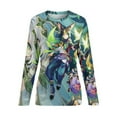thumbnail image 6 of Genshin Impact Women's Pajama Top 3D Digital Print Sleepwear Trendy Crewneck Pullovers Long Sleeve Shirts M, 6 of 8