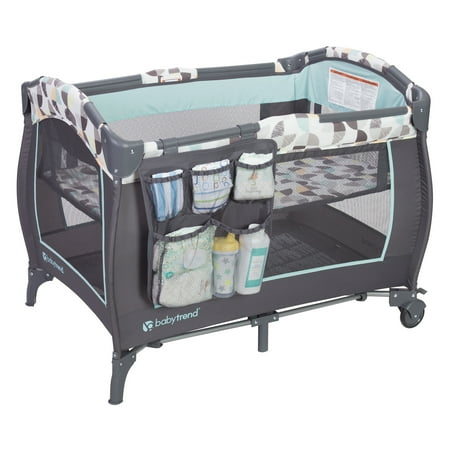 UPC: 0090014023430 | Baby Trend Trend E Nursery Center Playard Play Crib with Bassinet Doodle Dots