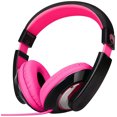 thumbnail image 1 of Auriculares Rockpapa para adultos y niños, ajustables, con graves profundos, para MP3/4 DVD Smartphone Laptop Tablet en carro/avión, negro/rosa, 1 of 3