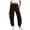 Black Pants, variant on Women's Barrel Pants Half Elastic Waist Cropped Pant Summer Faux Cotton Linen Casual Pants with Pockets Khaki S