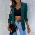thumbnail image 2 of LYXSSBYX Women Long Sleeve Shacket Jacket Hot Sale Clearance Solid Ladies Suit Turn Down Collar Cardigan Casual Suit Coat, 2 of 9