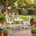 thumbnail image 3 of BrylaneHome 3 Piece Rose Bistro Set with Umbrella Hole, All Weather Bistro Table and Chairs Set of 2 for Garden Porch, 3 of 4