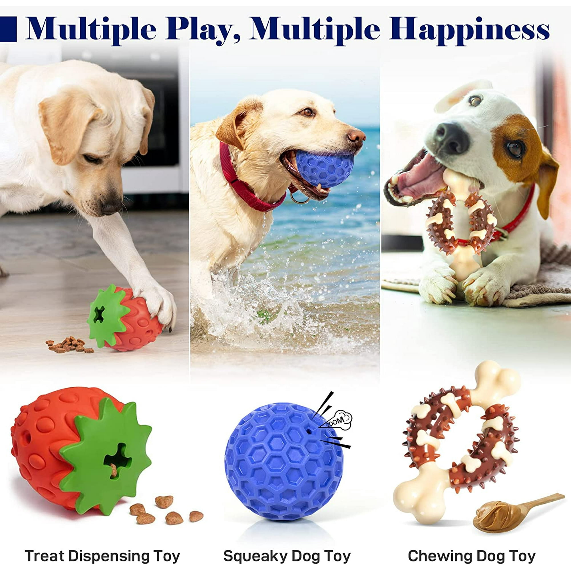 Dog Chew Toys for Aggressive Chewers Tough Dog Toys for Dog Teeth Cleaning Great Value 3 Pack Pet Supplies Include Dog Chew Bones Interactive