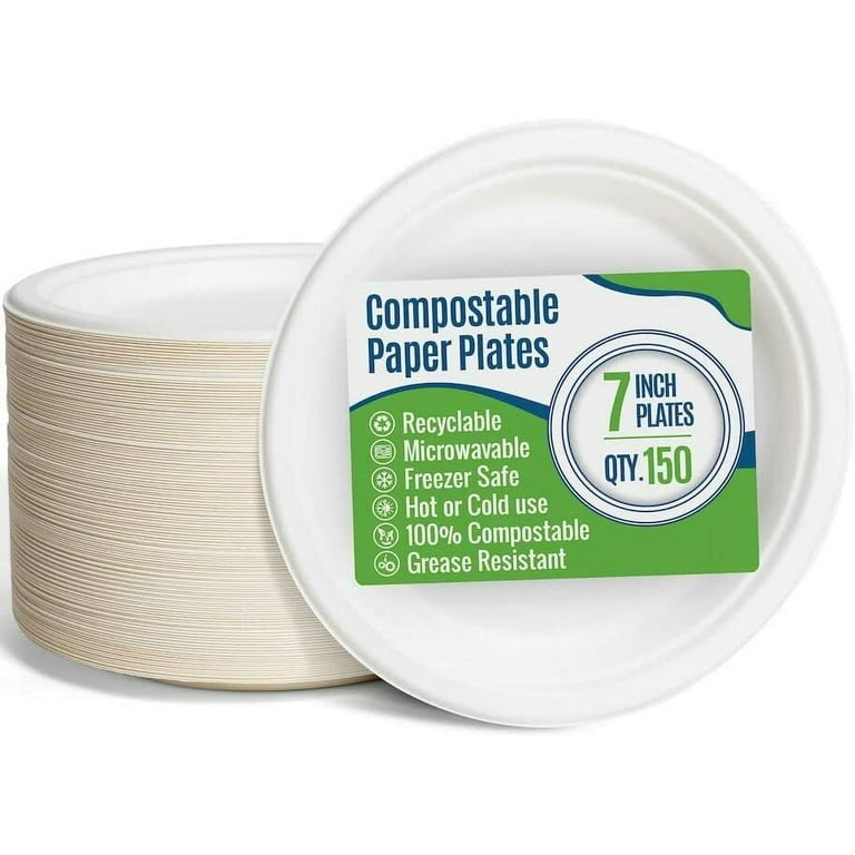 100% Compostable Paper Plates 10 Inch Bulk [500 Count] Heavy-Duty