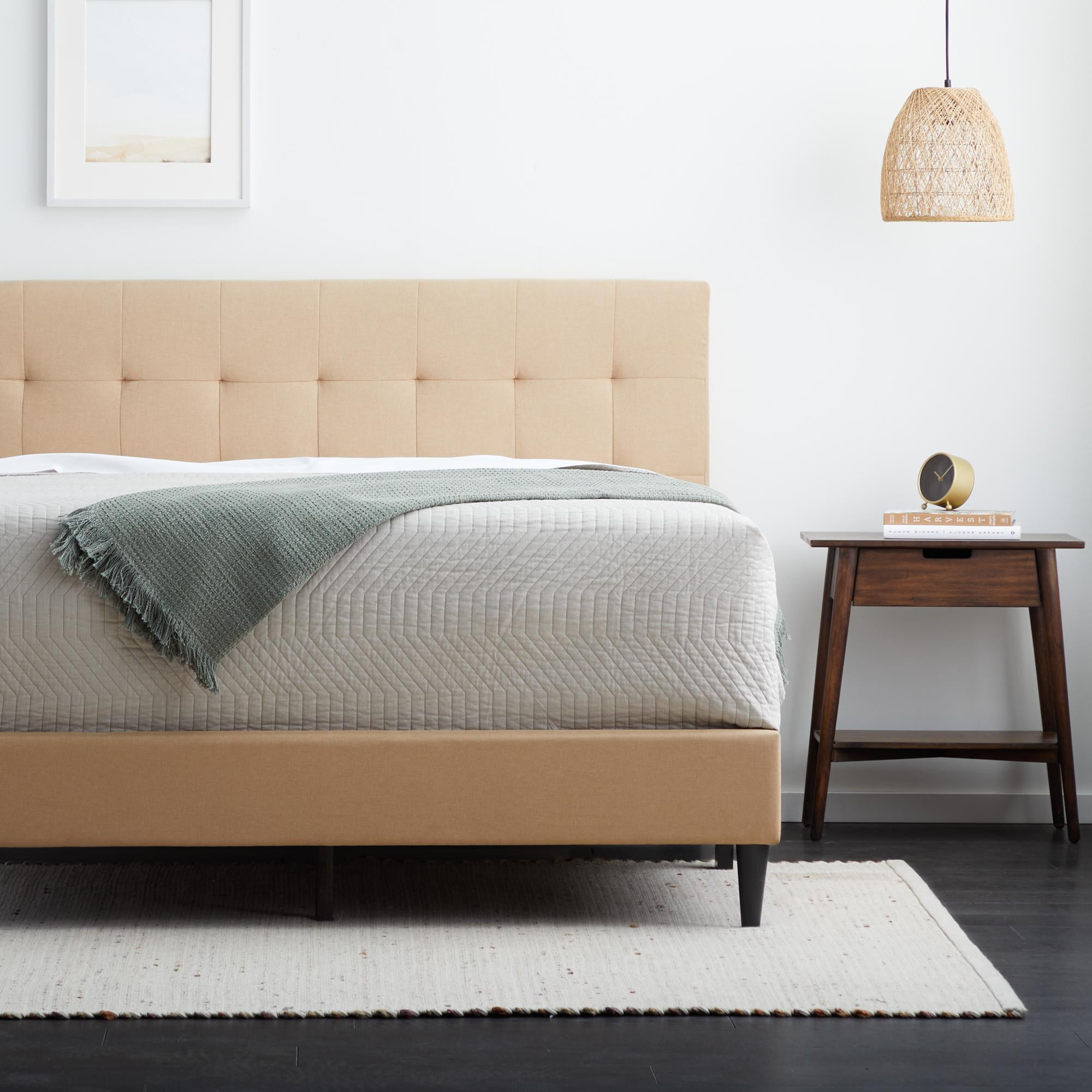 Rest Haven Gresham Tufted Upholstered Bed, King, Beige (Box Spring Required)