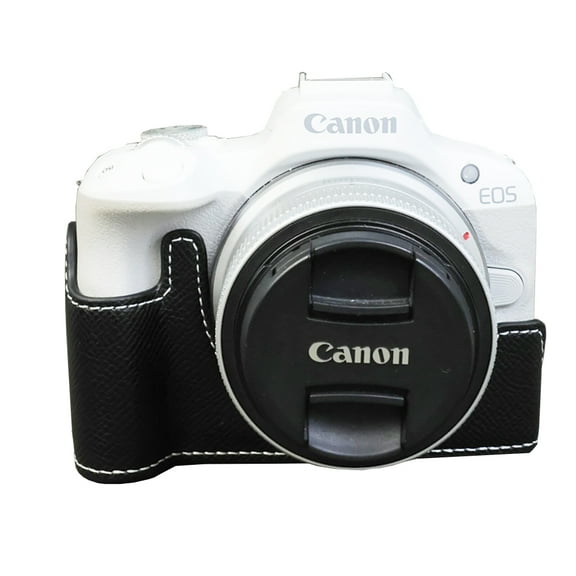 GadgetCom Camera Half Case Compatible with Canon EOS R50 R100 , Anti-Slip PU Leather Shell Protective Cover