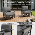 thumbnail image 6 of Gotland 6 Piece Patio Set, Aluminum Outdoor Swivel Chairs Set with Round Table 5.1’’ High-Resilience Seat Cushions 29.5" Deep Seating, Metal Patio Furniture Set Patio Conversation Sets, Gray, 6 of 7
