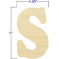 thumbnail image 2 of Pack of 1, 8 Inch x 1/8 Inch S Wood Letters in The Goudy Font for Wood Craft Project, Children or Adult Art Work, Home and Holiday Décor and DIY Fun, Made in USA, 2 of 2
