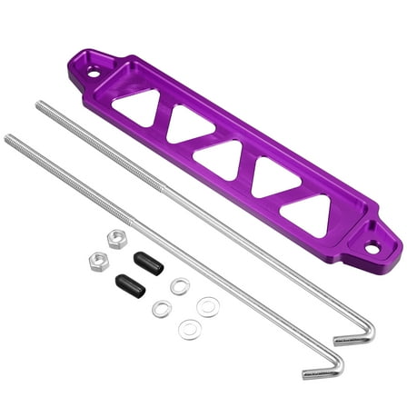 220mm Universal Aluminum Alloy Car Battery Hold Down Mount Bracket Set Purple 5 Holes 10 Inch Bolt