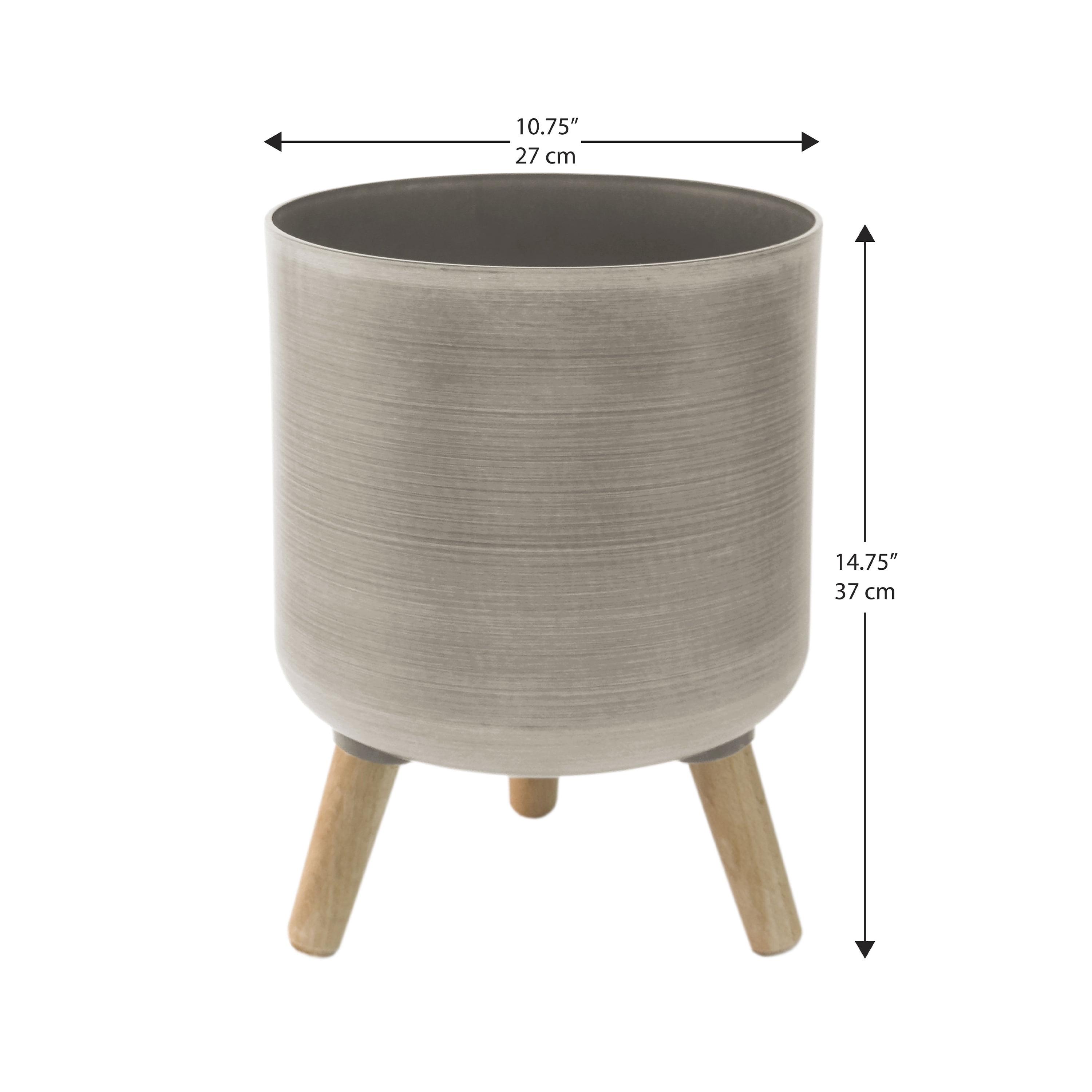 Algreen Modena 10.7" Planter with Stand, Brushed Taupe