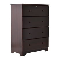 Isabela Solid Pine Wood 4 Drawer Chest Dresser - Mahogany