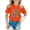 thumbnail image 1 of WEIYLL T-Shirts pour Fille Lettre 100 Jours d'École Col Rond Manches Courtes Été Décontracté Orange Hauts de Sortie 3-4 Ans, 1 of 4