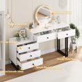 thumbnail image 5 of Vanity Desk with Mirror and Lights, 49.2”H Makeup Vanity with 3 Color Lights and Adjustable Brightness, Bedroom Vanity Table with 5 Drawers Makeup Vanity Modern Makeup Vanity Organizer, 5 of 6