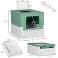 thumbnail image 4 of Fully Enclosed Cat Litter Box with Spoon - Large Space Hooded Litter House, Top & Front Entry, Drawer Tray, Odor Control, Collapsible, Green, 4 of 7
