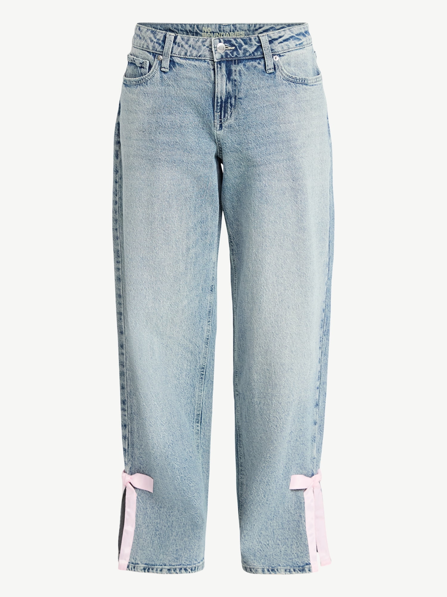 No Boundaries Baggy Jeans with Side Bow, Women’s 00-18