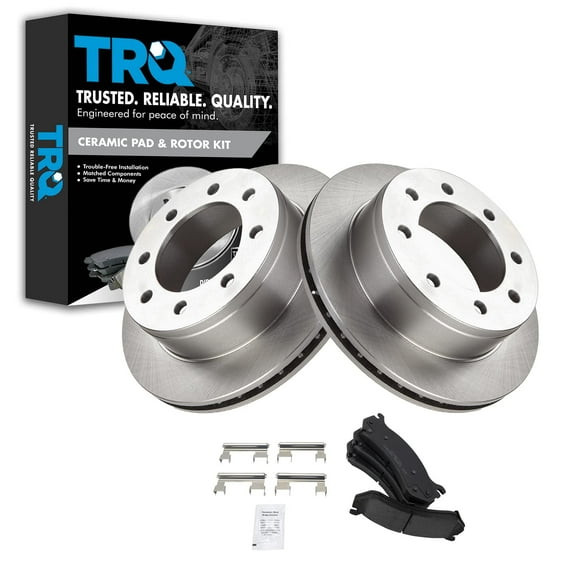 TRQ Rear Premium Posi Ceramic Disc Brake Pads & Rotors Kit Fits Select Chevy Truck