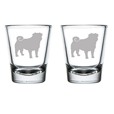 

Set of 2 Shot Glasses 1.75oz Shot Glass Pug