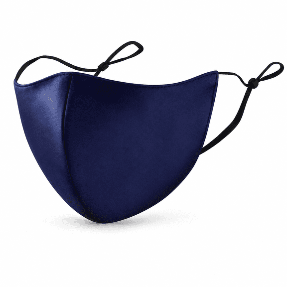Mulberry Silk fashion mask-adjustable lacing -Blue