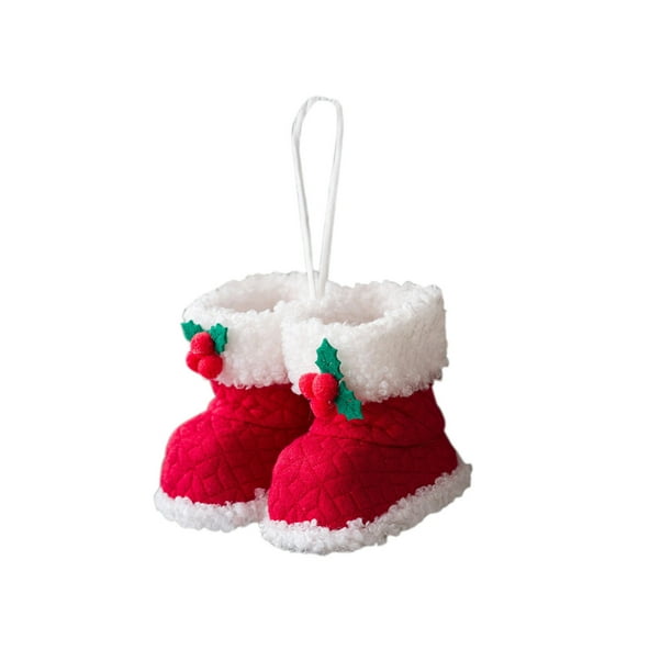 Ornamentos de Navidad Blancos 10x8.5x7.5cm / 3.9x3.3x2.9In Colgante de Peluche