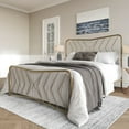thumbnail image 2 of Home Design Rosette Queen Metal Bed – Metallic Gold, Durable Queen Bed, 2 of 9