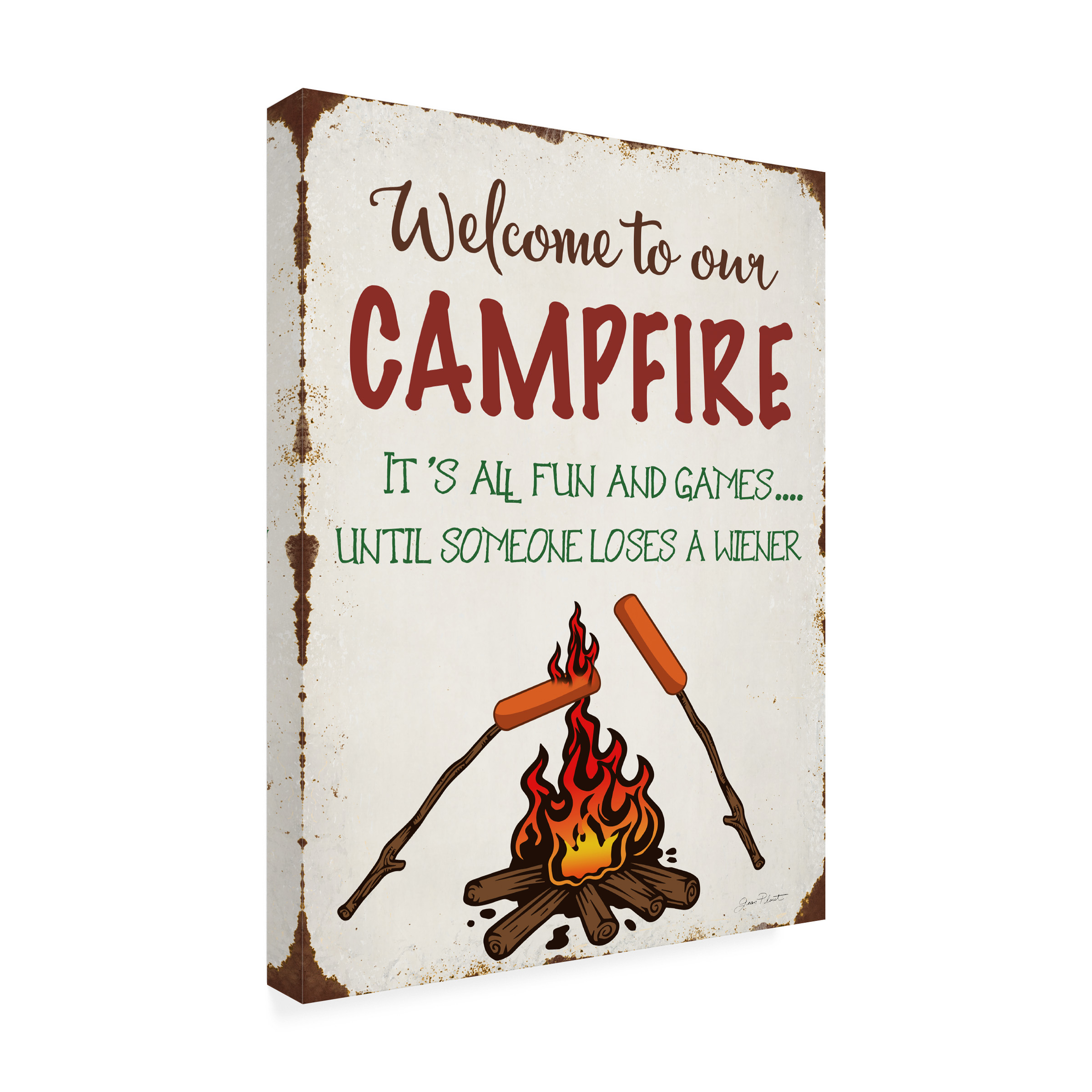 Canvas Wall Art - Jean Plout 'Welcome To Our Campfire 1' Wall Art for Living Room, Bedroom, or Office DÃ©cor by Trademark Fine Art - 35 x 47 Inches