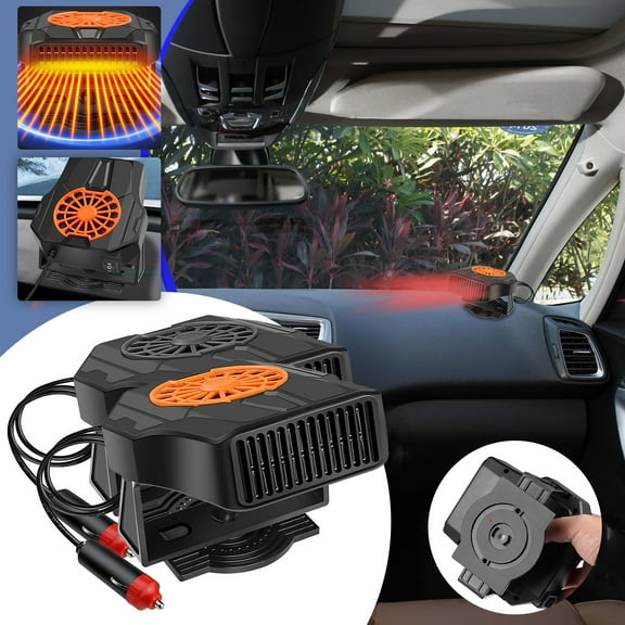 MXTPOV 12V/24V Car Heater Plug into Cigarette Portable Space Heater Defogger and Defroster 2 in 1 Mini Heater for Indoor Home Bedroom Office Desk All Cars 360° Rotating Base