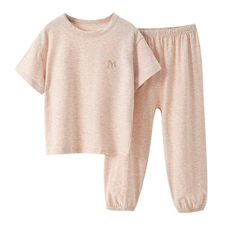 

TJAZFJPA 2T 4th of July Outfit Girl Children s Pajamas Summer Air Conditioning Suit Cotton Boys Home Wear Girls Thin Casual Top Pants Newborn Outfit Girl Butterfly Cute Baby Girl Summer Outfits