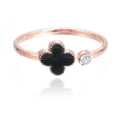 thumbnail image 2 of Anillo sencillo abierto de cuatro hojas para mujer, anillo de dedo índice abierto de moda en oro rosa para mujer, 2 of 6