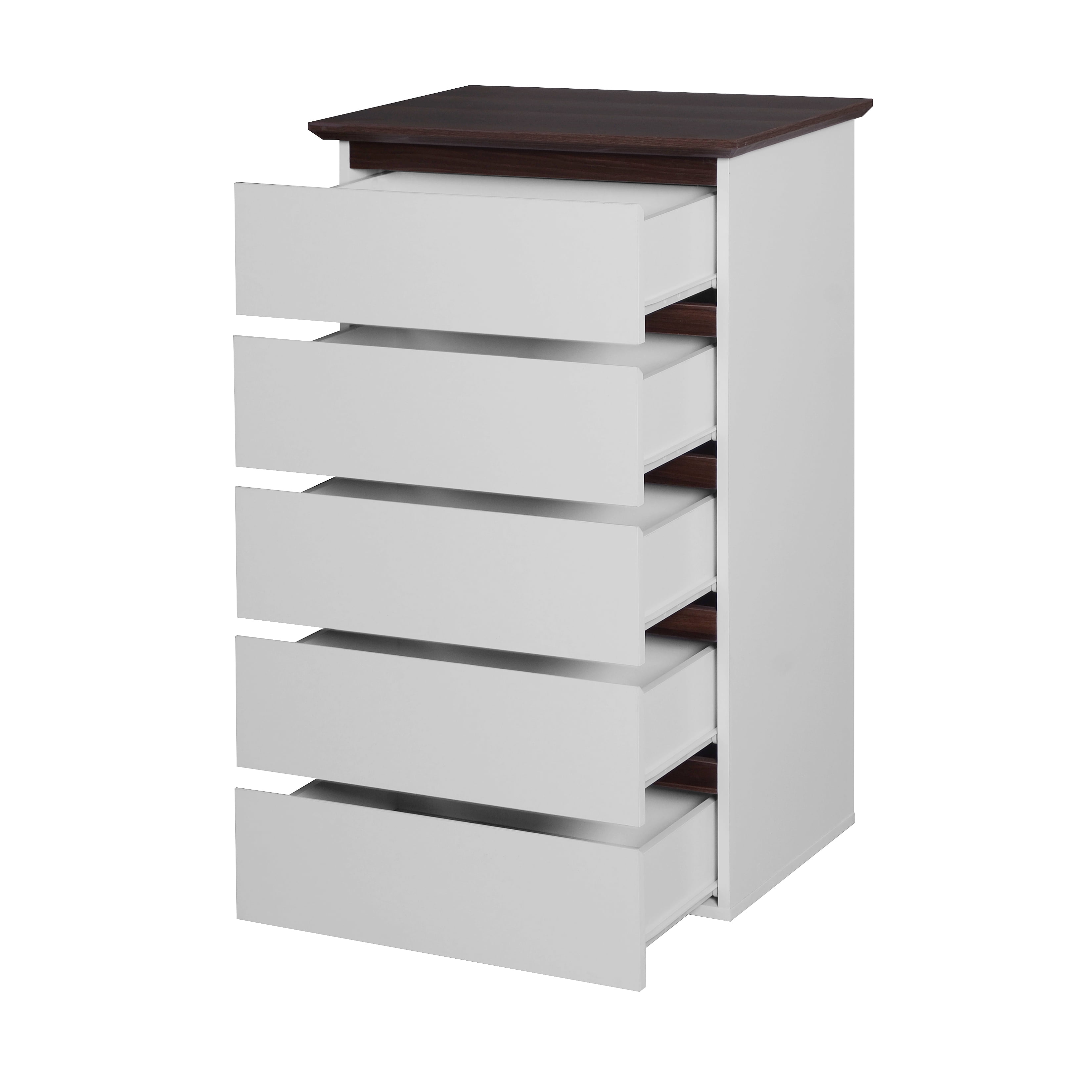 Aukfa 5-Drawer Dresser Chest Tall Drawers Wood Cabinet for Bedroom, White