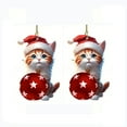 thumbnail image 2 of Fiudx Colgante Navideño de Gatito, Decoración Festiva de Acrílico, Diseño de Gato Colorido, Decoración para Espejo Retrovisor de Coche, Adorno para Árbol y Hogar, Juego de 2 Piezas, Tamaño 8 X 5 Cm, 2 of 6