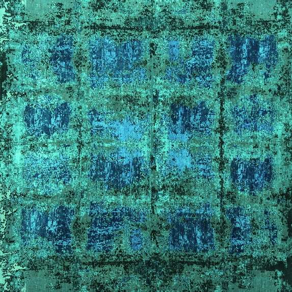 Ahgly Company Indoor Square Persian Turquoise Blue Bohemian Area Rugs, 6' Square