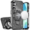 thumbnail image 6 of XPM for Apple iPhone 17 Transparent Glitter Bling Case with Rotating Magnetic Ring Stand, Shockproof Hybrid Phone Case Cover (Black), 6 of 8