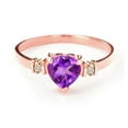 thumbnail image 2 of 14k Gold Ring   Diamonds  Natural Heart Purple Amethyst, 2 of 5