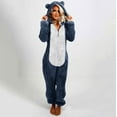 thumbnail image 5 of Lovskoo Womens Fluffy Hooded Jumpsuit Fuzzy Pajamas Long Sleeve Cute Ear One Piece Onesie Winter Warm Rompers Sleepwear Navy, 5 of 9