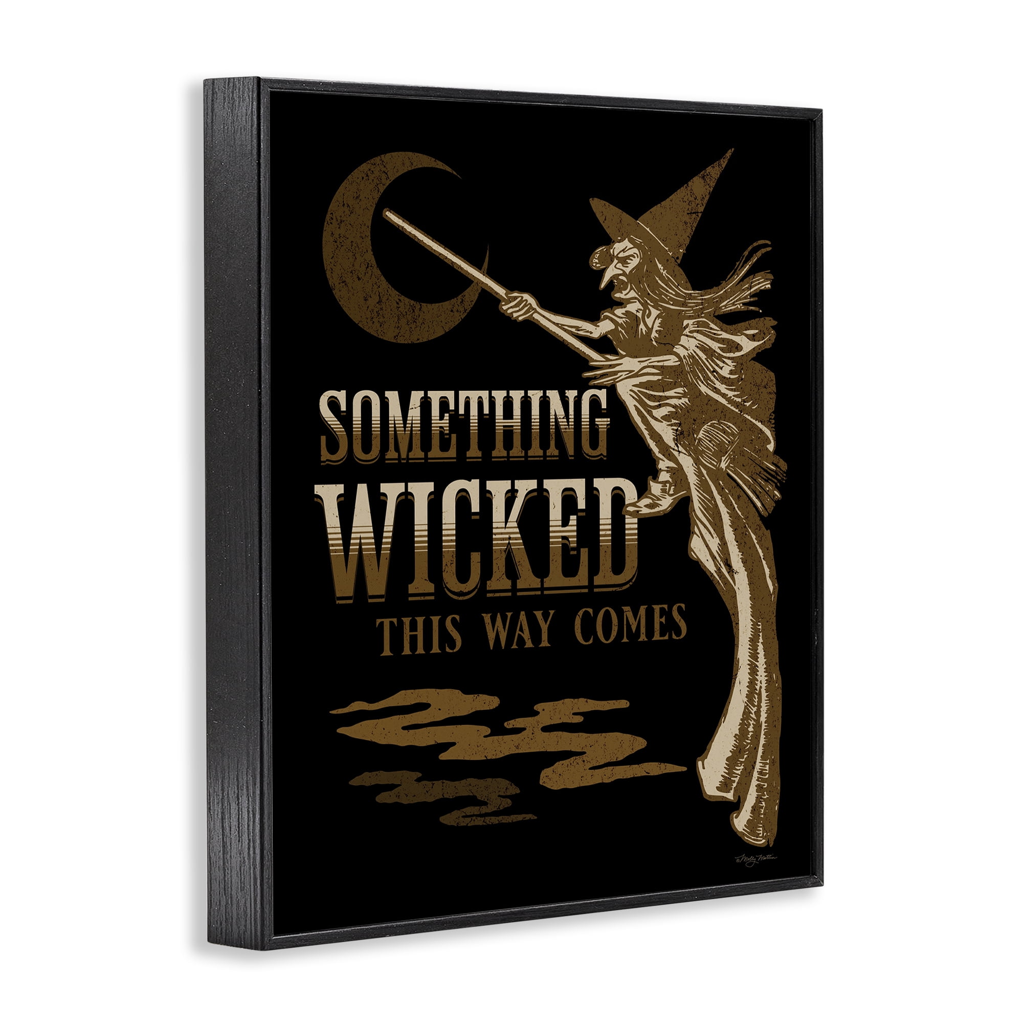 Stupell Industries Something Wicked Witch Holiday Painting Black Framed Art Print Wall Art, 16 x 20