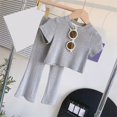 thumbnail image 2 of EnJoCho Girls Shirt and Shorts Set Kindergarten Starter Pack Girls 2 Piece Outfits Short Sleeve Crew Neck Crop Tops and Flare Pants Sets Solid Color Casual Clothing Sets for 2-10 Years, 2 of 9
