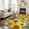 thumbnail image 2 of Non-Slip Rug Pad Rugs Watercolor Sunflower Blessed Quote Rectangle Area Rugs 5x7Ft Soft Carpet Pads for Living Room Kids Room, Farm Brown Wood Board, 2 of 9