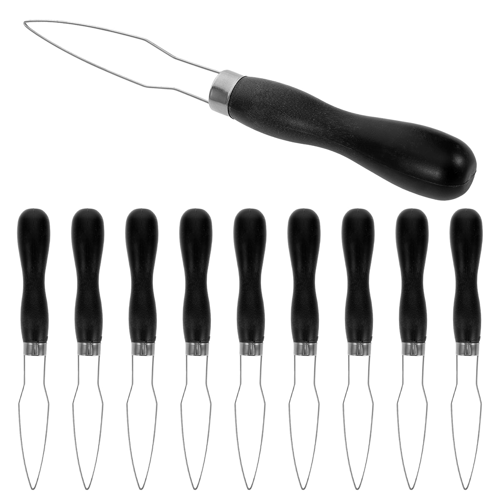FOMIYES 10Pcs Black Button Helper Tool with Plastic Handle for Easy Shirt Buttoning