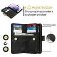 thumbnail image 5 of Allytechgroup Premium Wallet Phone Case for Samsung Galaxy S21 FE, Zipper Pocket Kickstand Crossbody Shoulder Strap Hand Wrist RFID Blocking Shockproof Protective Case for Women Men, Black, 5 of 6
