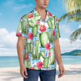 thumbnail image 5 of Balery Flowers and Cactus Print Men's Hawaiian Shirts Short Sleeve Beach Shirt Relaxed Fit Vacation Button Down Shirts-3X-Large, 5 of 9