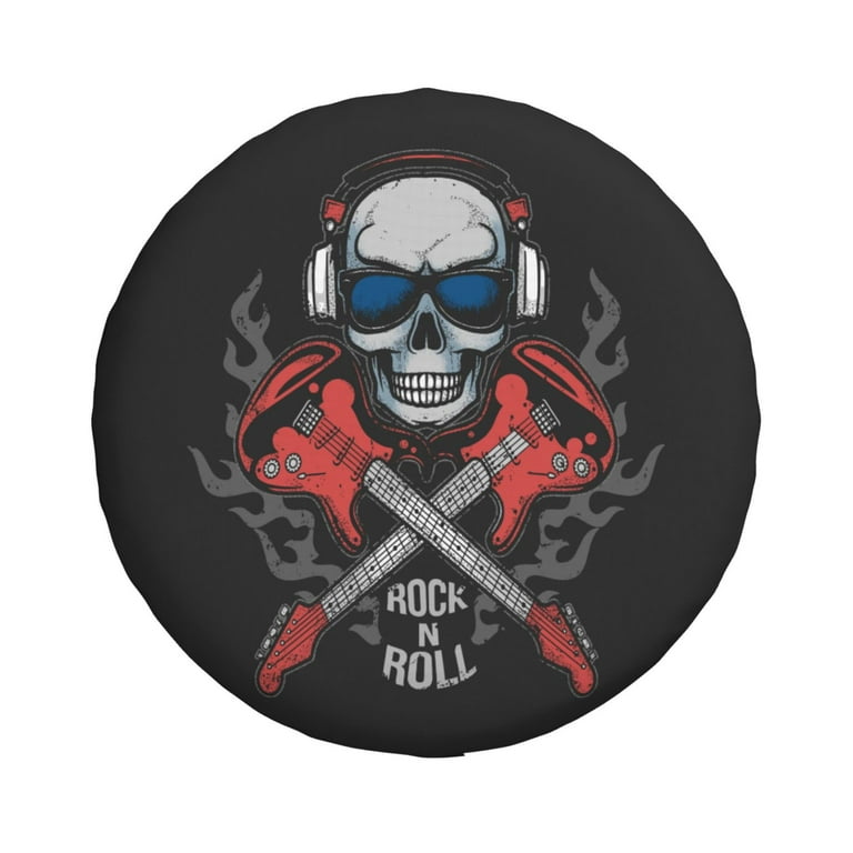 DouZhe Waterproof Spare Tire Cover, Rock n Roll Guitar Skull